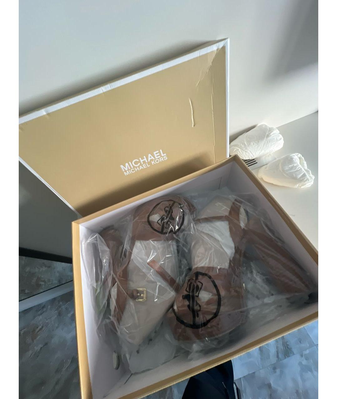 MICHAEL KORS Коричневые кожаные босоножки, фото 6