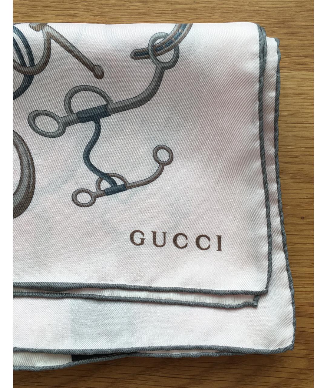 GUCCI Розовый шелковый платок, фото 5