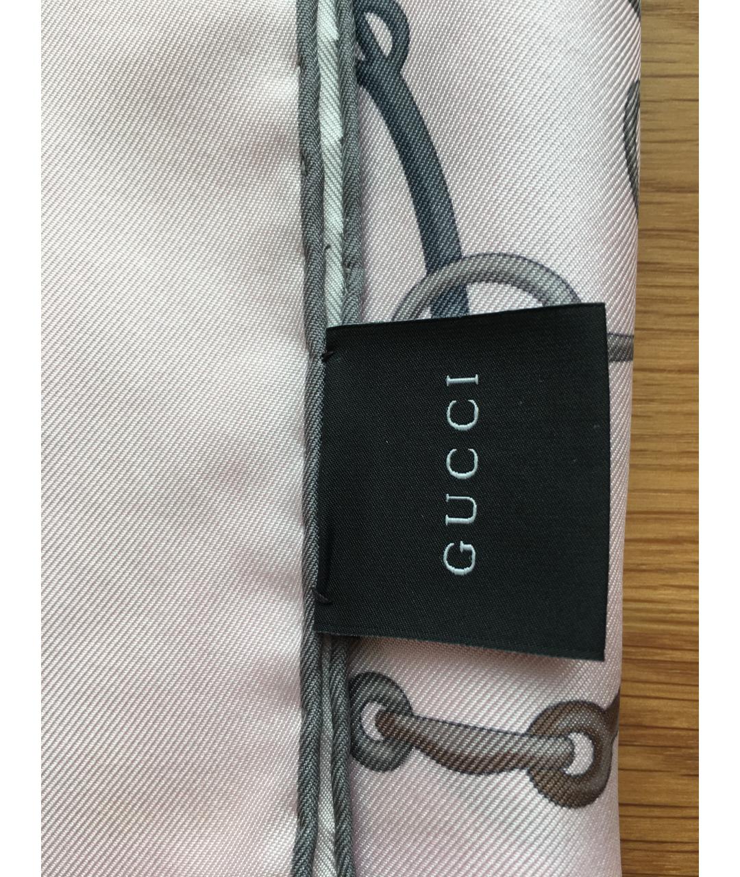 GUCCI Розовый шелковый платок, фото 3