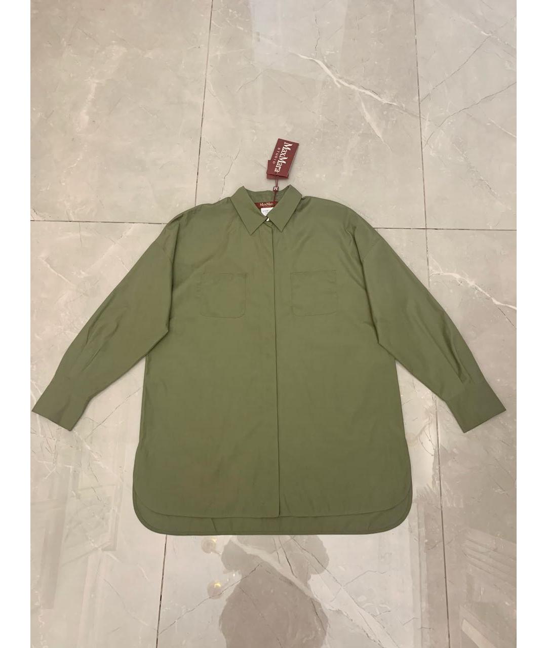MAX MARA STUDIO Хаки хлопковая рубашка, фото 7