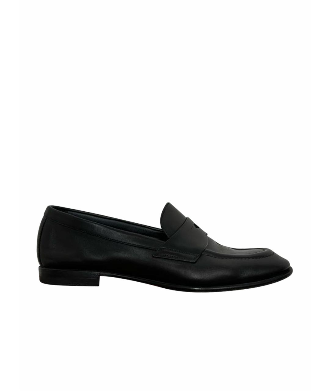 SANTONI Черные кожаные лоферы, фото 1