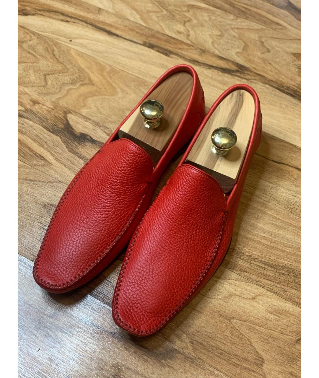 BOTTEGA VENETA Красные кожаные мокасины, фото 4
