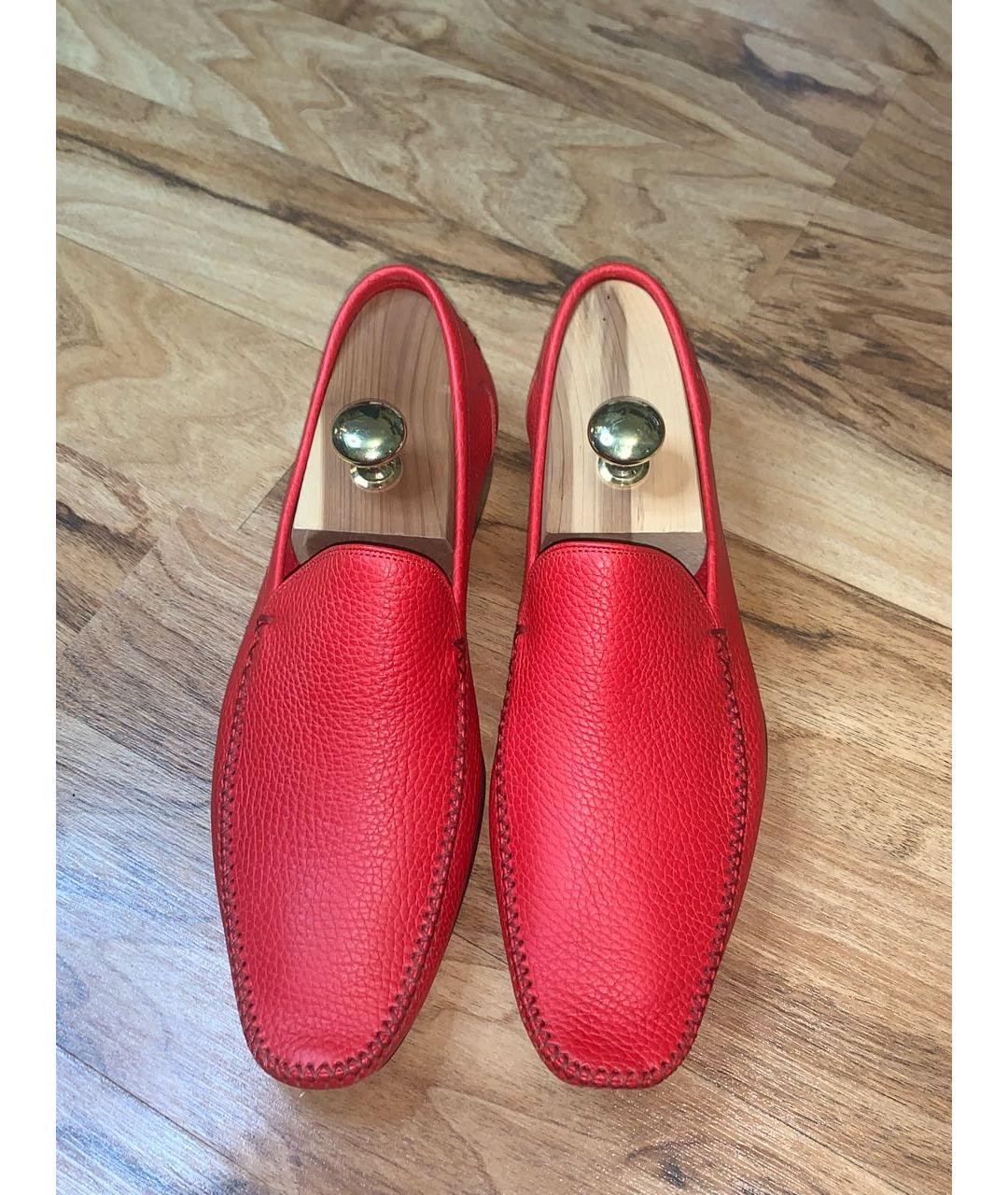 BOTTEGA VENETA Красные кожаные мокасины, фото 3