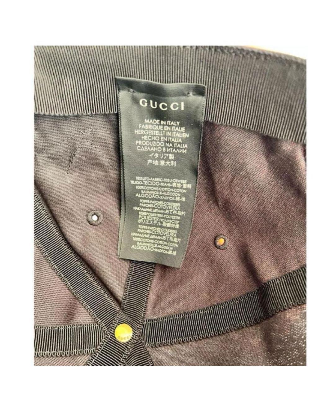 GUCCI Черная хлопковая кепка, фото 4