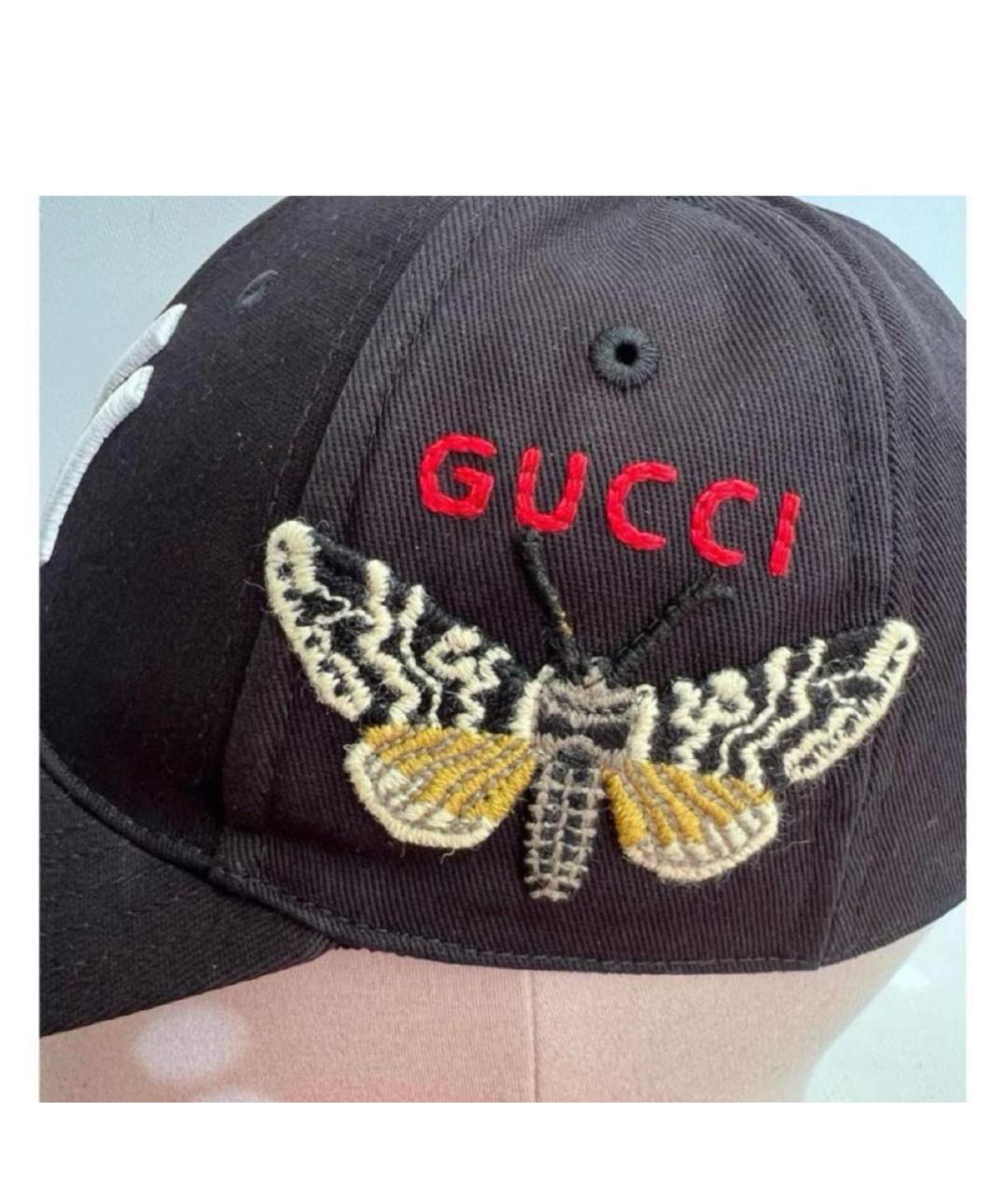 GUCCI Черная хлопковая кепка, фото 3