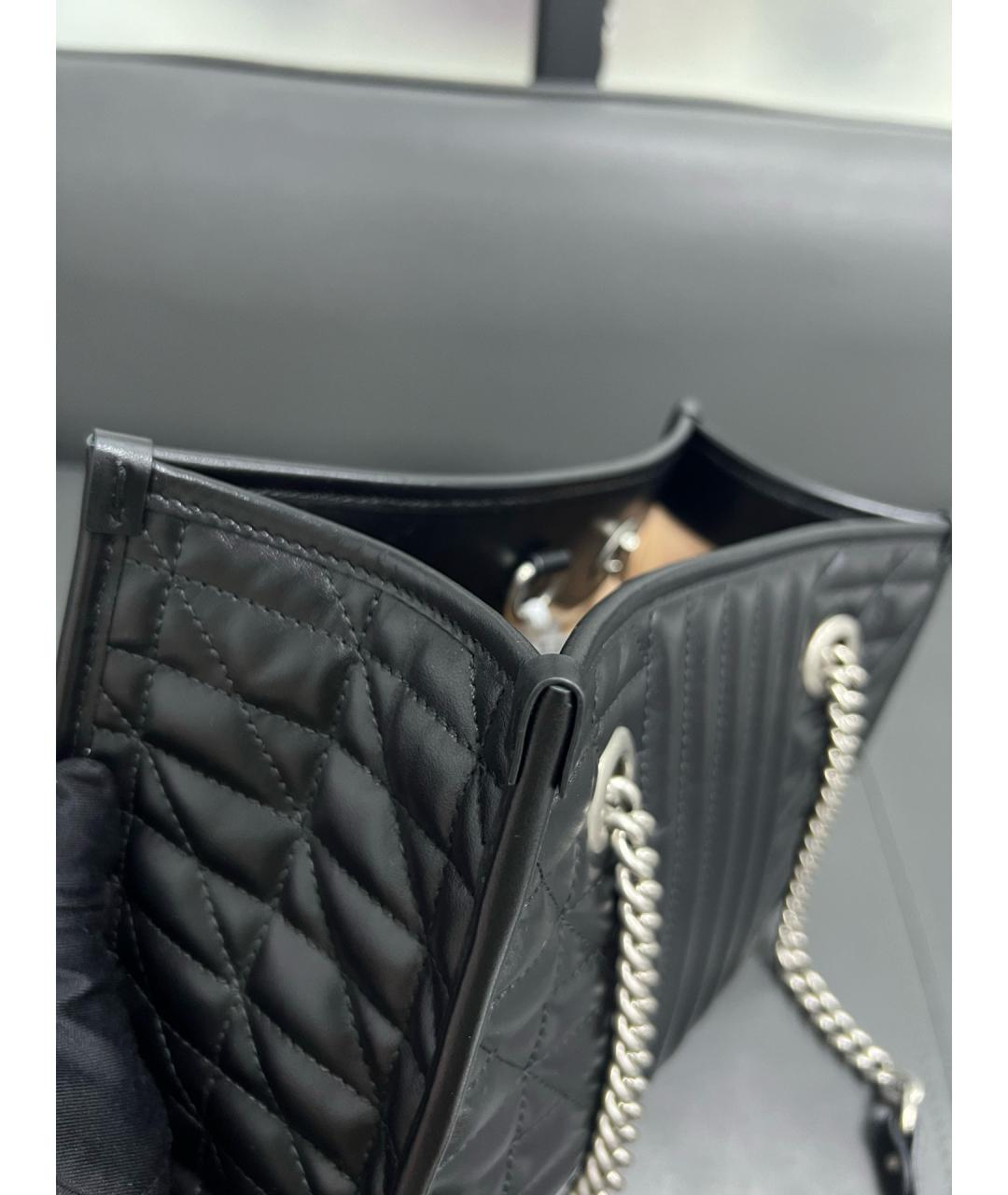 GUCCI Черная кожаная сумка тоут, фото 7