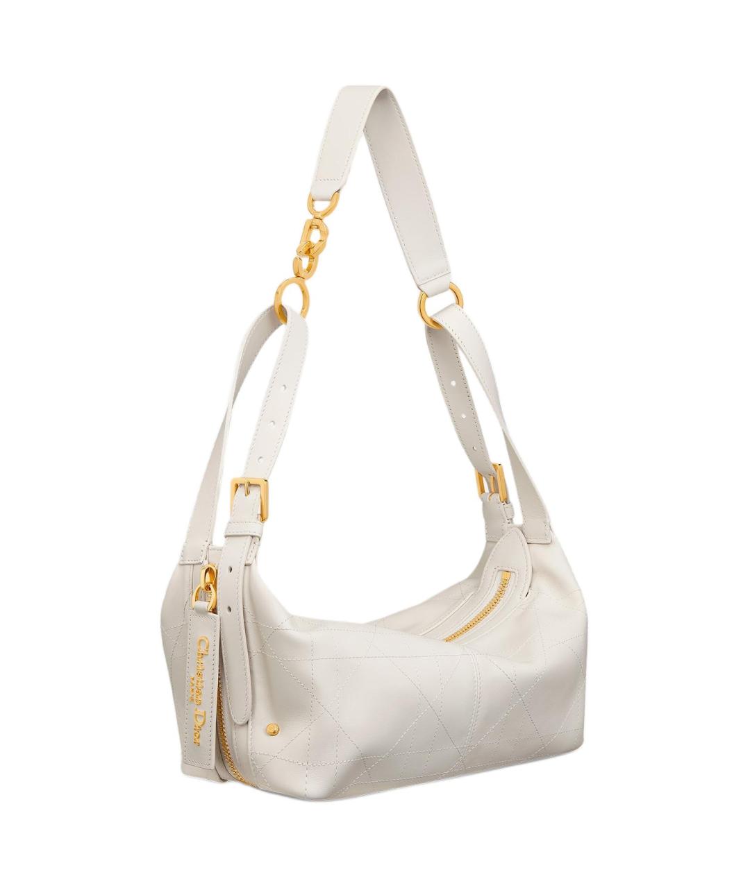 CHRISTIAN DIOR Белая кожаная сумка через плечо, фото 2