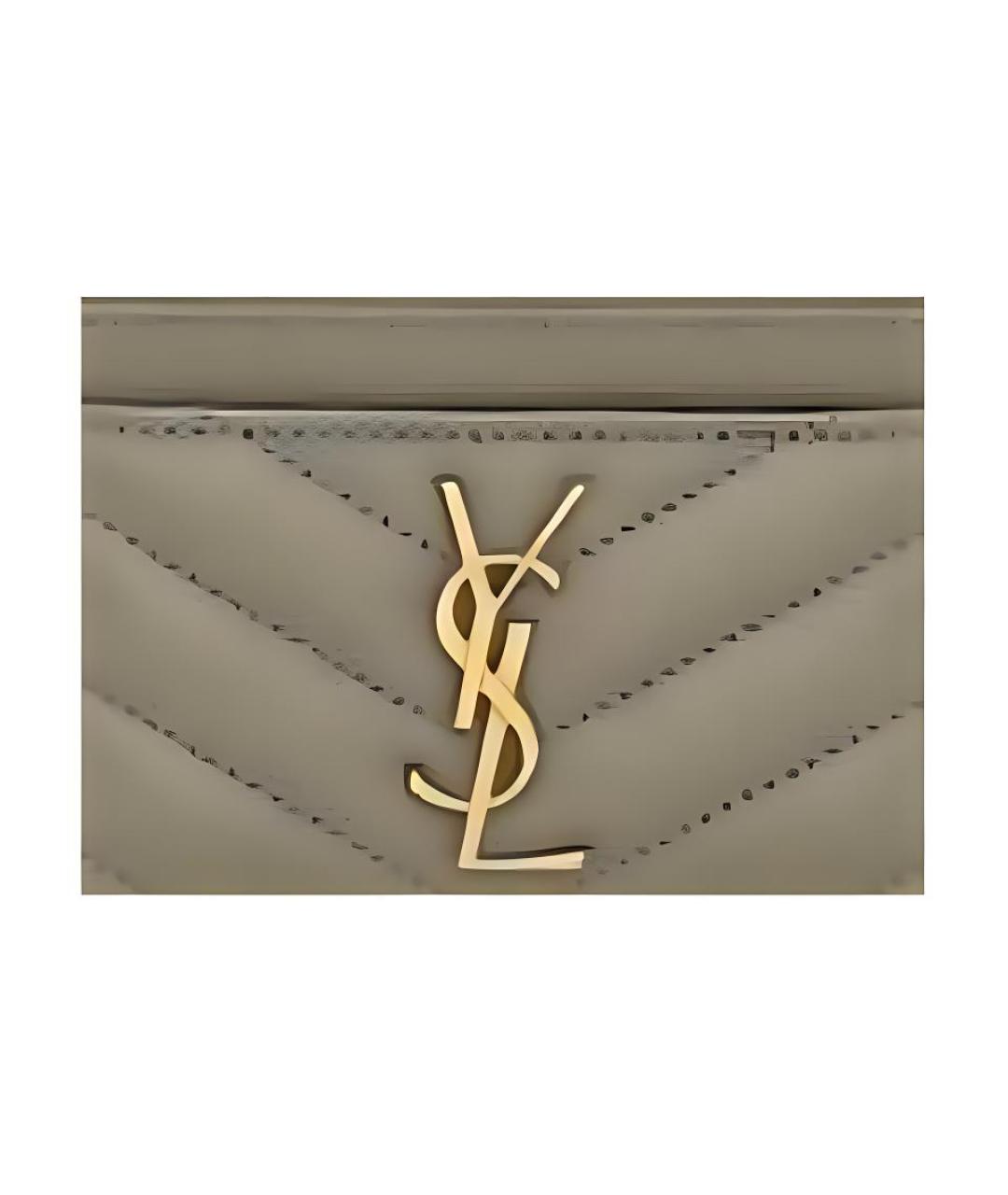 SAINT LAURENT Коричневый кожаный кардхолдер, фото 3