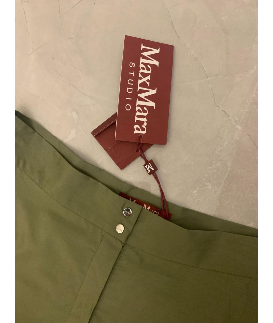 MAX MARA STUDIO Хаки хлопковая юбка макси, фото 4