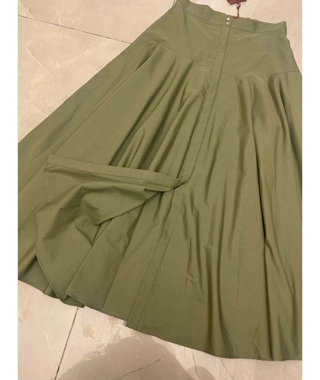 MAX MARA STUDIO Хаки хлопковая юбка макси, фото 3