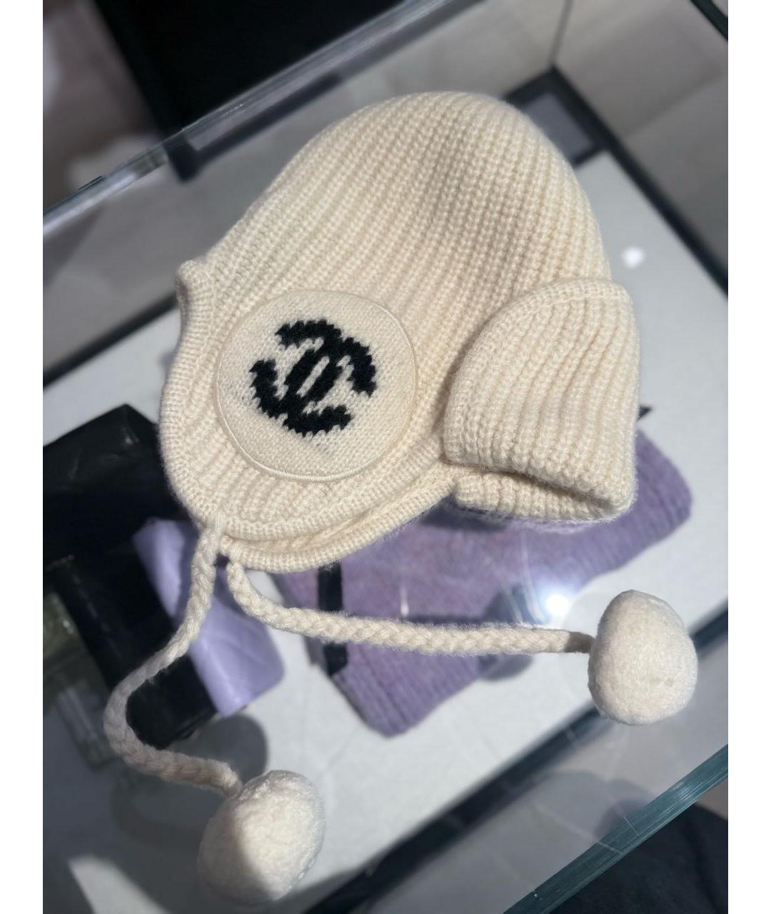 CHANEL Белая кашемировая шапка, фото 3