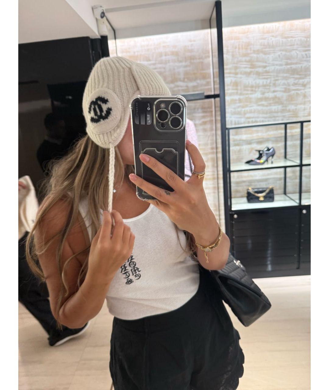 CHANEL Белая кашемировая шапка, фото 2