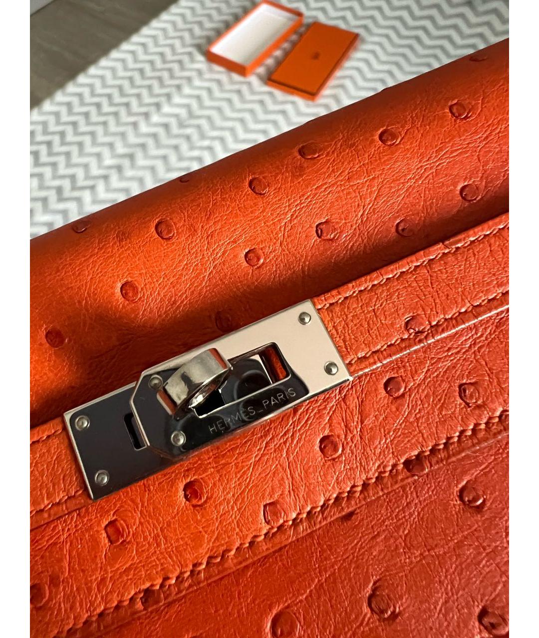 HERMES Оранжевый кошелек из экзотической кожи, фото 5
