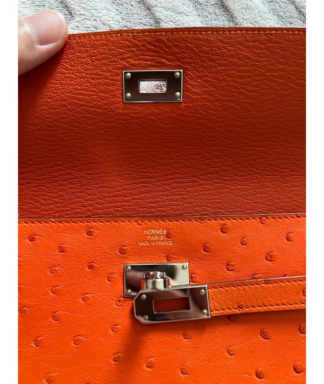 HERMES Оранжевый кошелек из экзотической кожи, фото 6