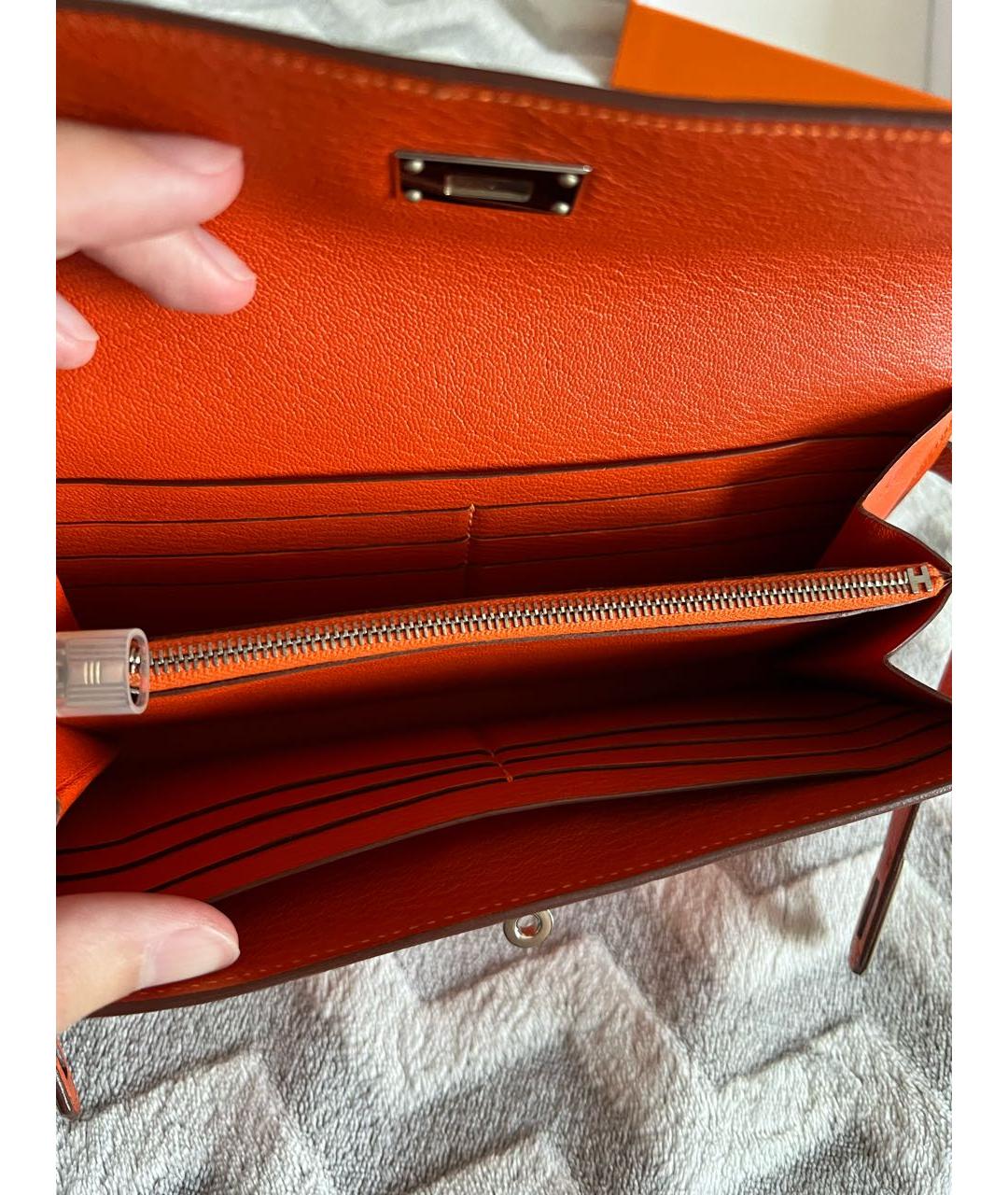 HERMES Оранжевый кошелек из экзотической кожи, фото 4