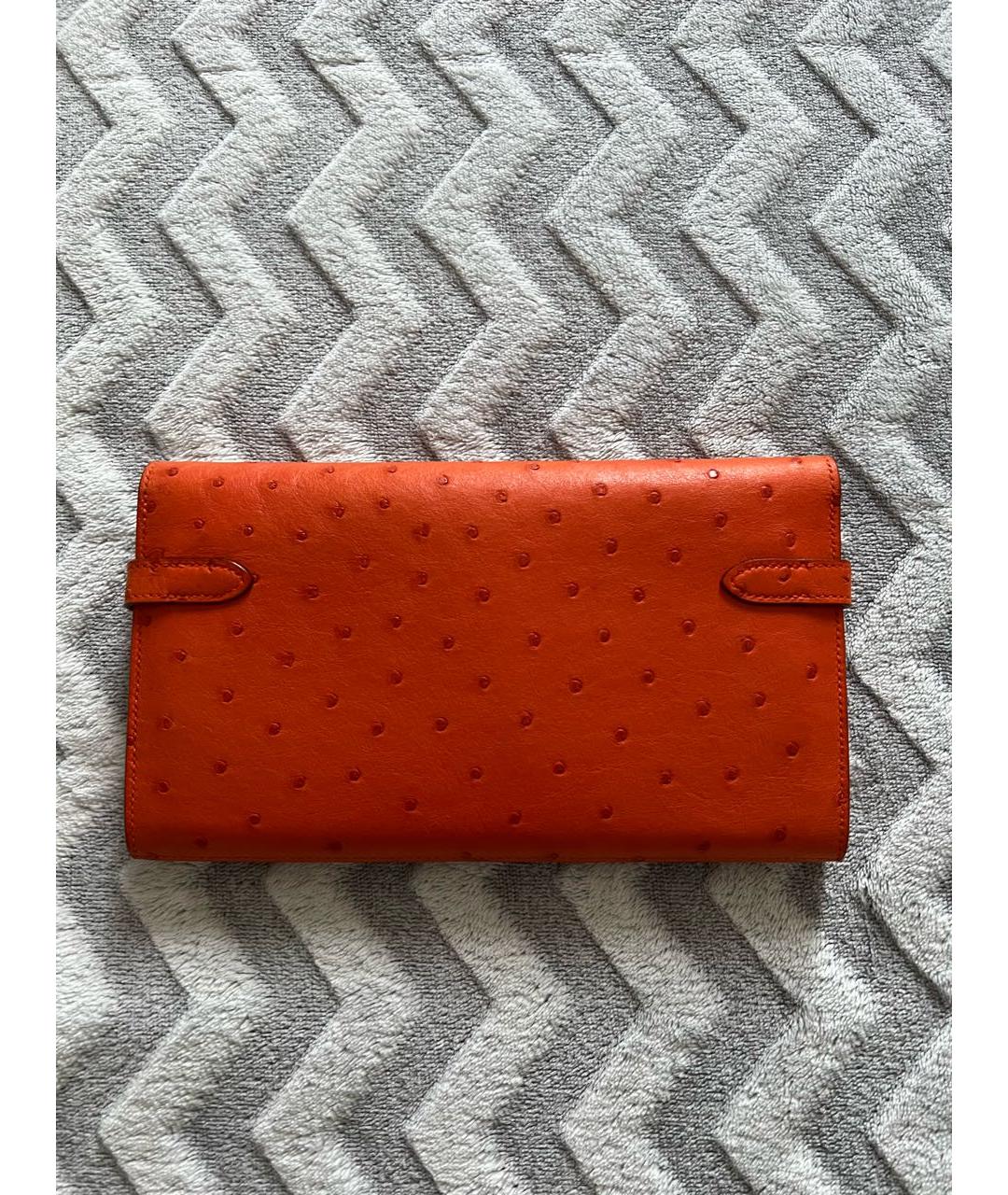 HERMES Оранжевый кошелек из экзотической кожи, фото 3