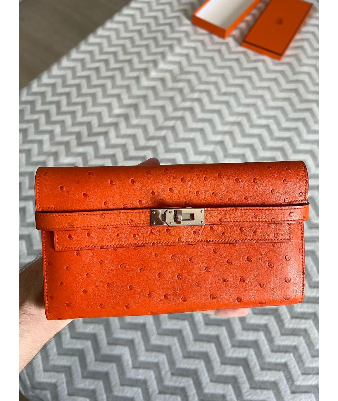 HERMES Оранжевый кошелек из экзотической кожи, фото 9