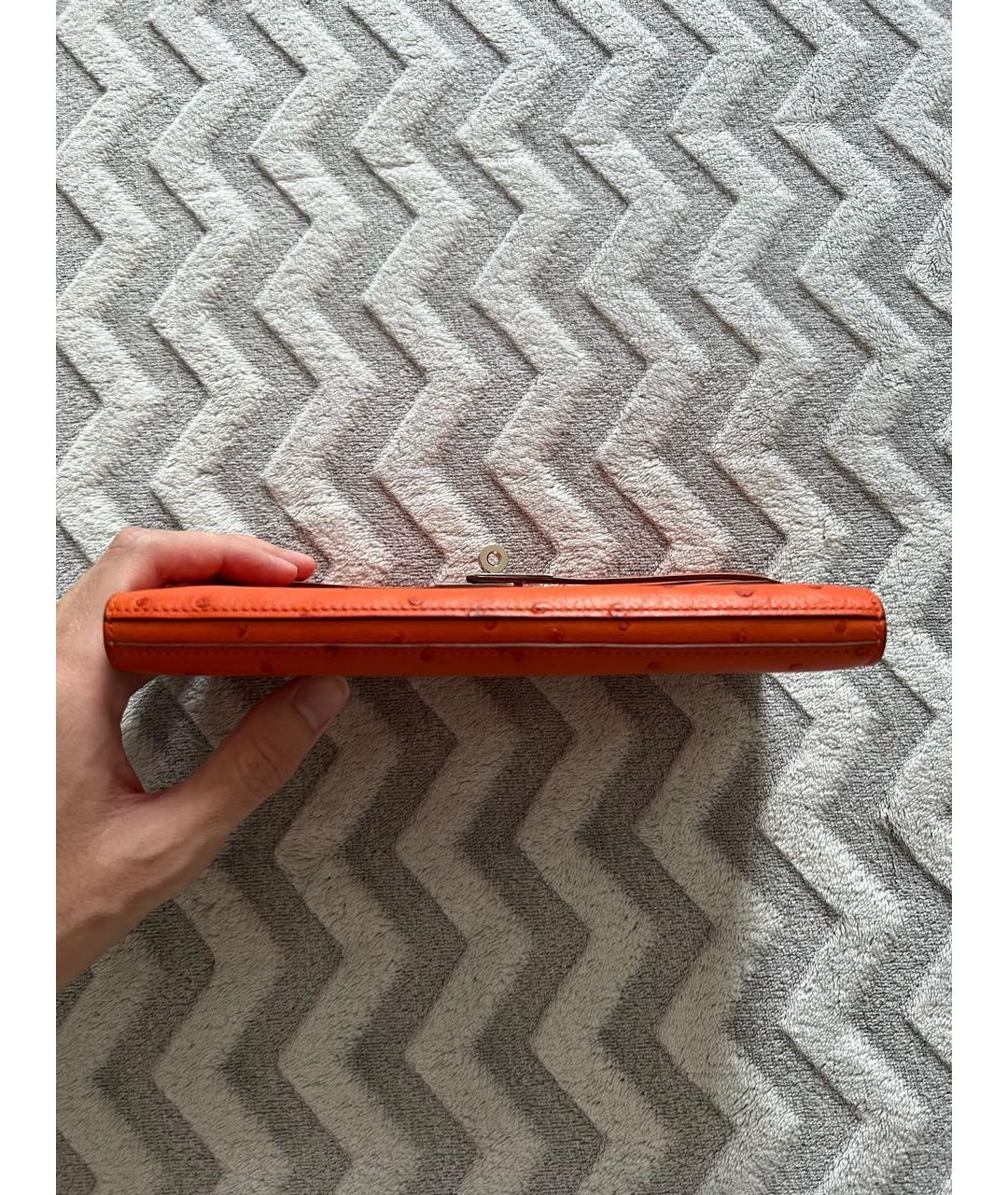 HERMES Оранжевый кошелек из экзотической кожи, фото 7