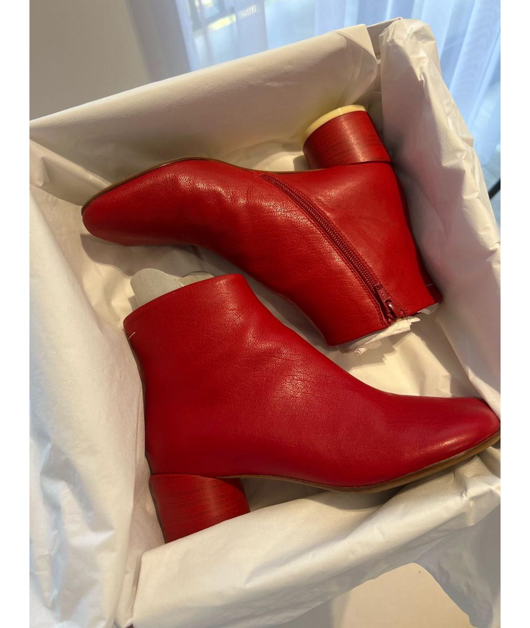 MM6 MAISON MARGIELA Красные кожаные ботильоны, фото 8