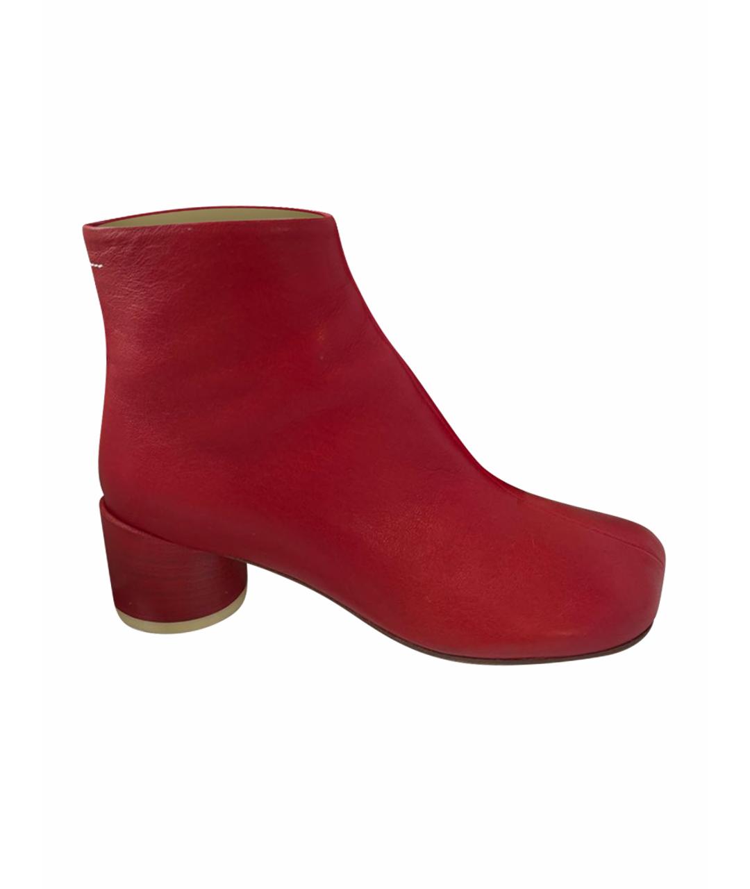 MM6 MAISON MARGIELA Красные кожаные ботильоны, фото 1