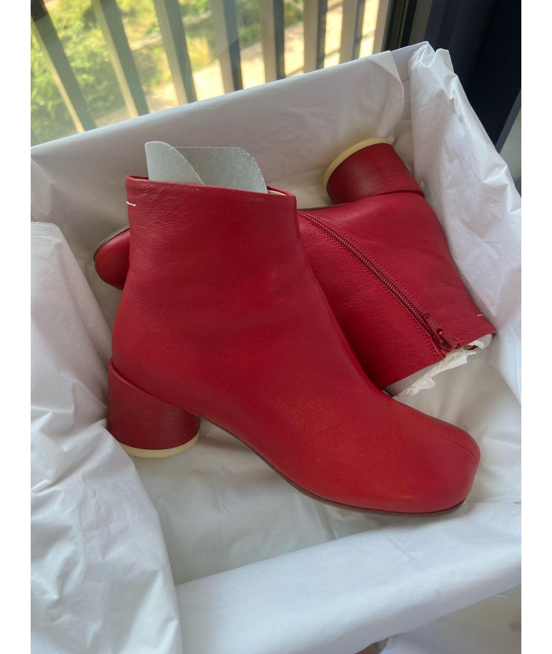 MM6 MAISON MARGIELA Красные кожаные ботильоны, фото 9