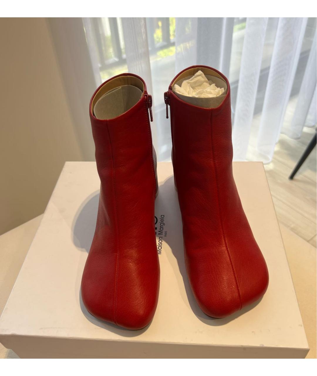 MM6 MAISON MARGIELA Красные кожаные ботильоны, фото 2