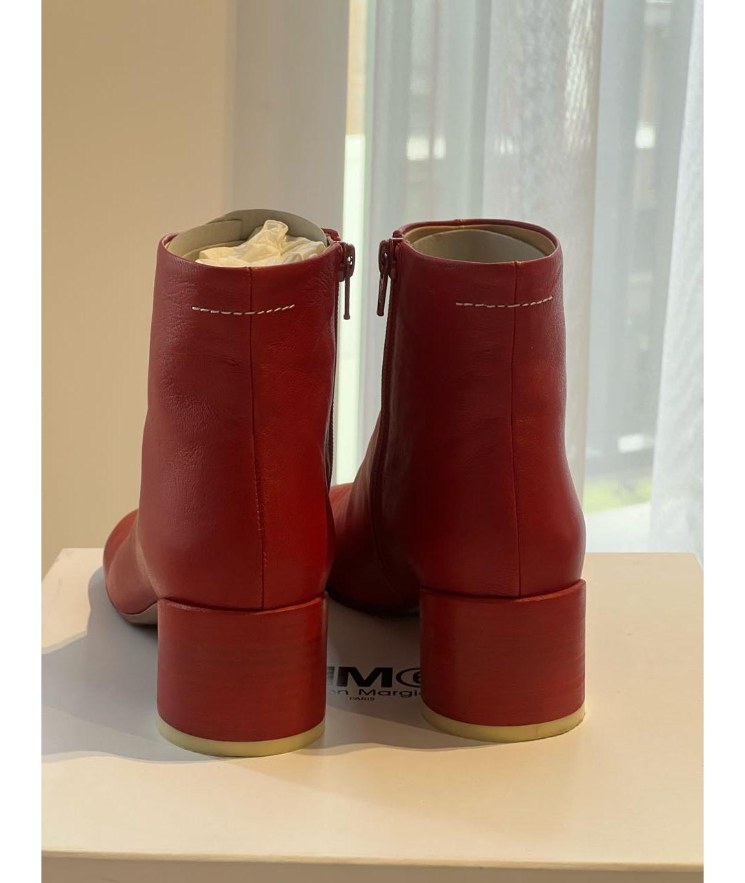 MM6 MAISON MARGIELA Красные кожаные ботильоны, фото 4