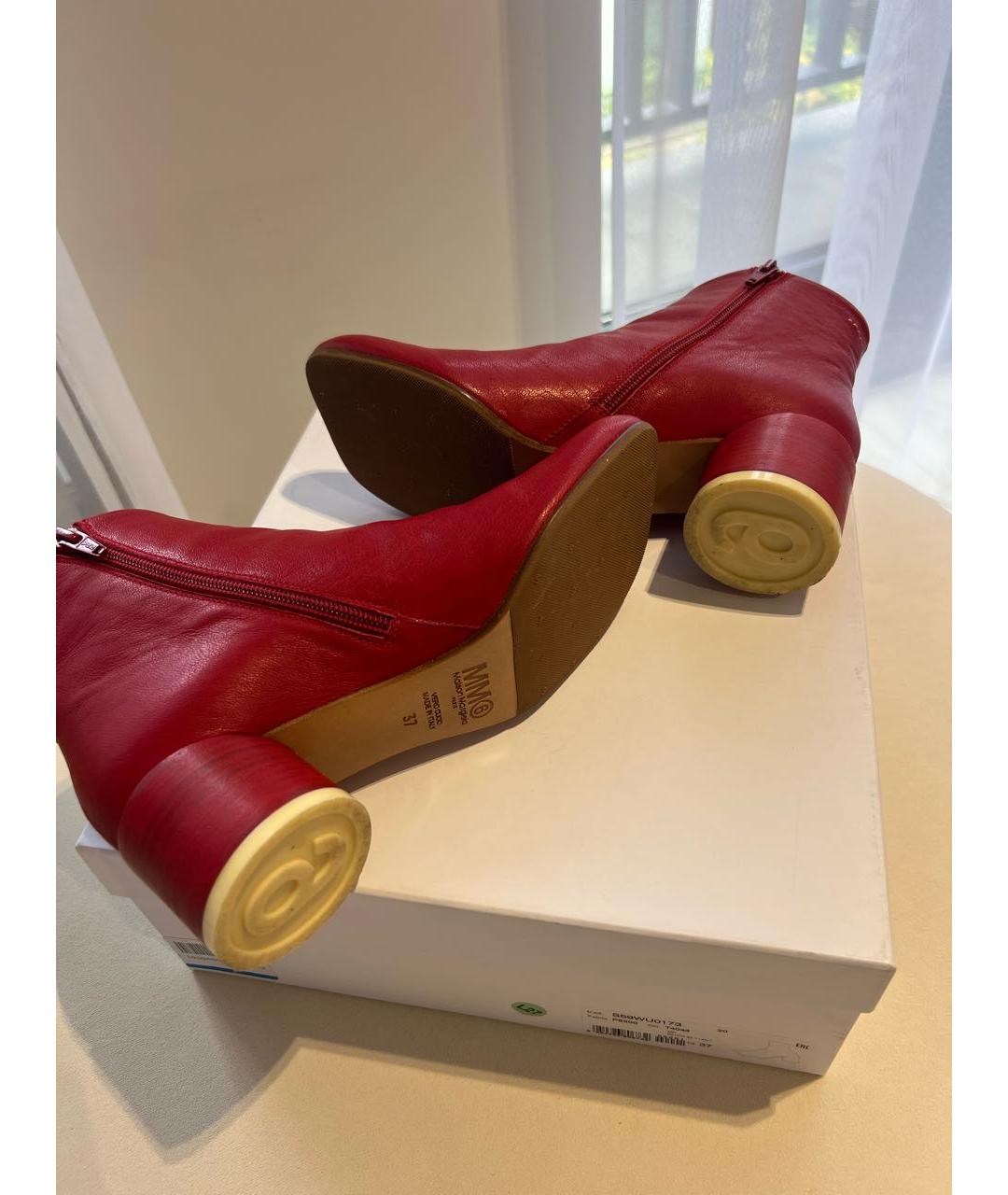 MM6 MAISON MARGIELA Красные кожаные ботильоны, фото 6