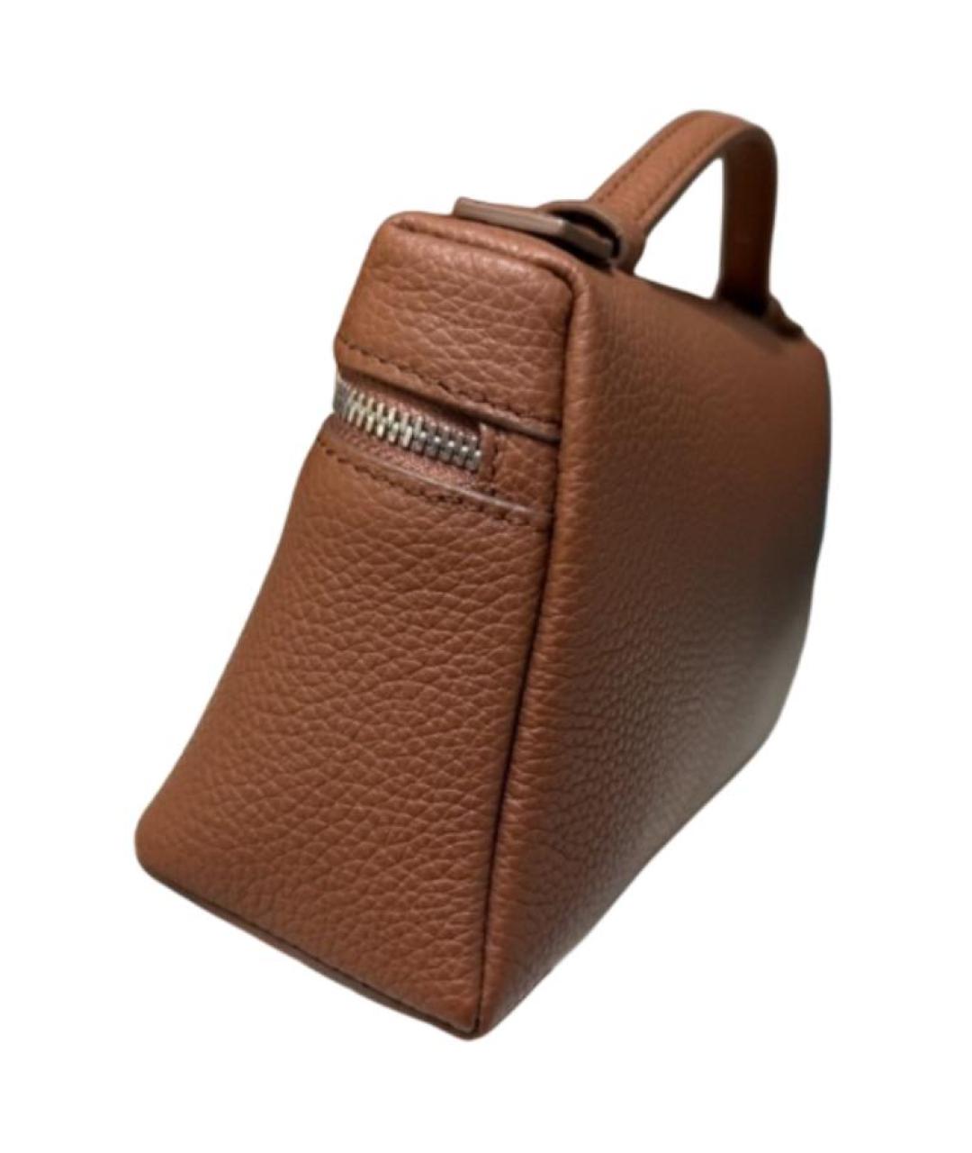 LORO PIANA Коричневая кожаная сумка через плечо, фото 3