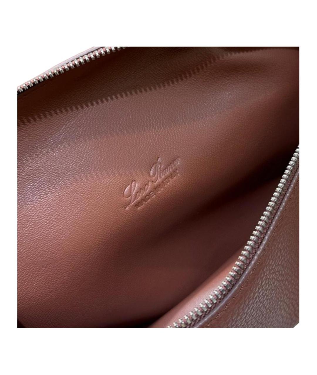 LORO PIANA Коричневая кожаная сумка через плечо, фото 4