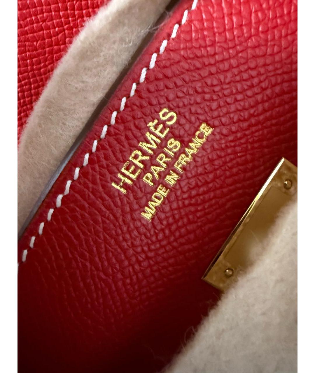 HERMES Красная кожаная сумка тоут, фото 4