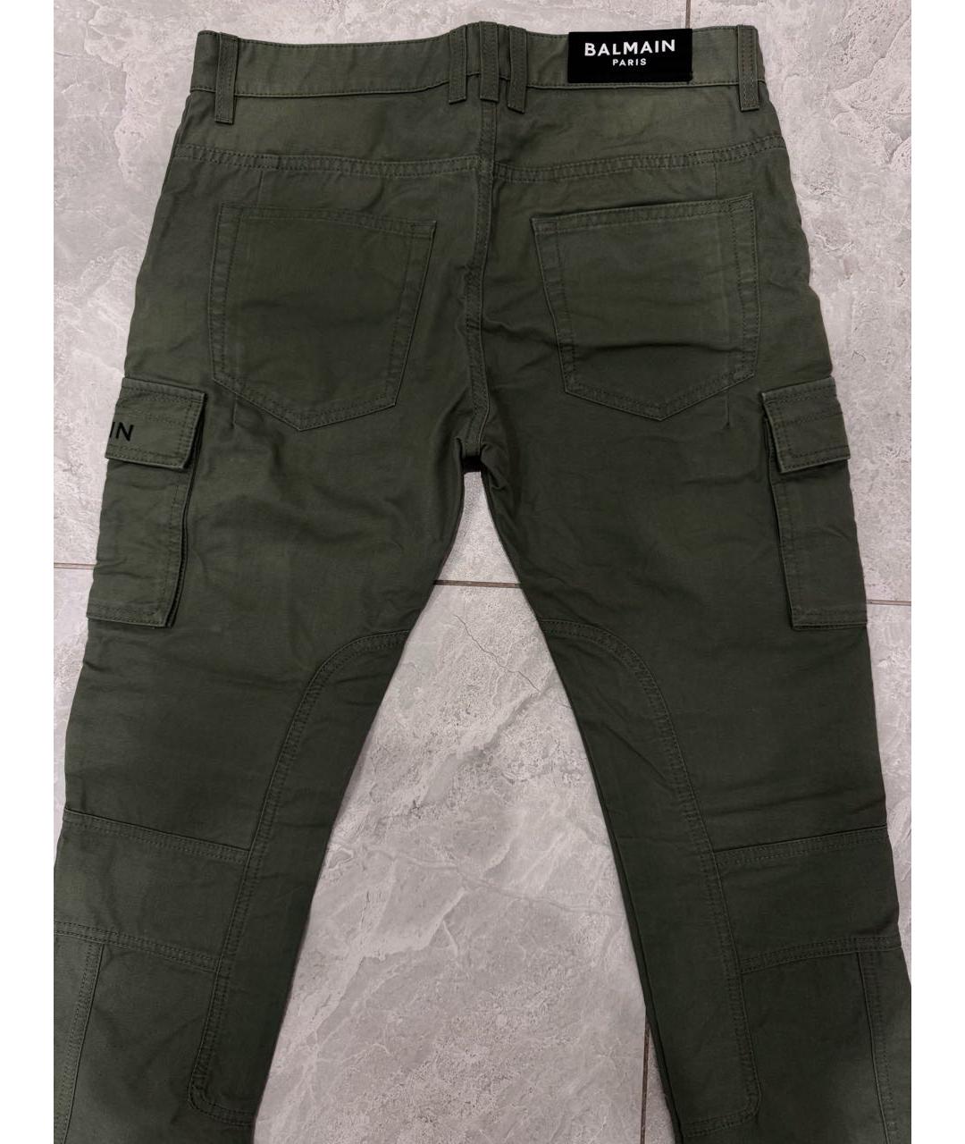 BALMAIN Зеленые хлопко-эластановые прямые джинсы, фото 6