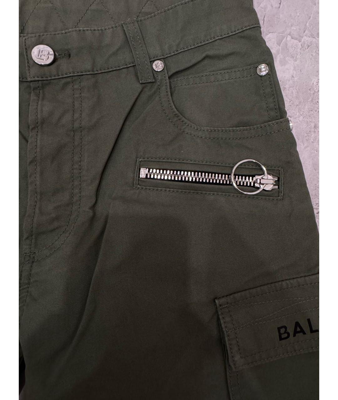 BALMAIN Зеленые хлопко-эластановые прямые джинсы, фото 4