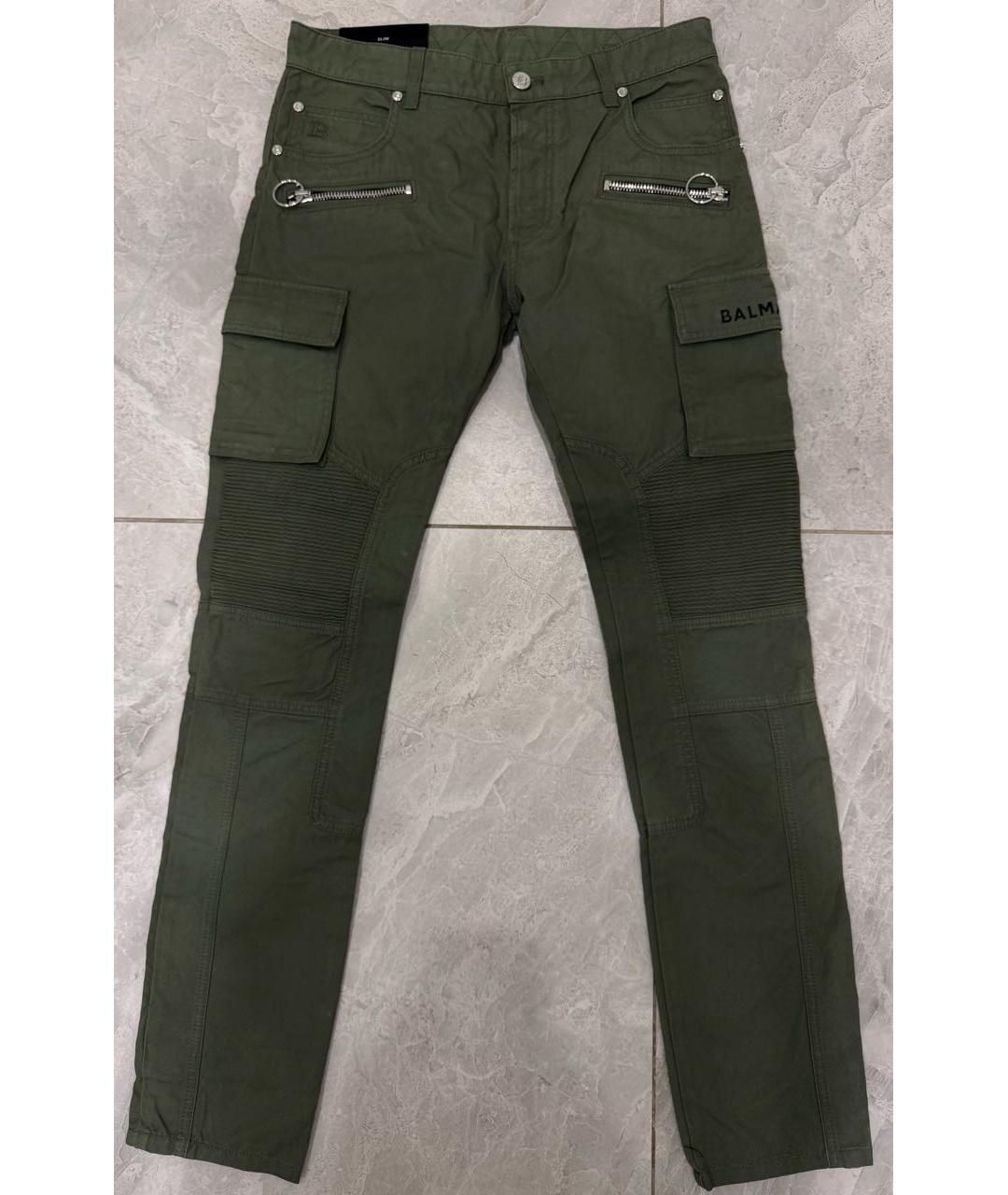 BALMAIN Зеленые хлопко-эластановые прямые джинсы, фото 7