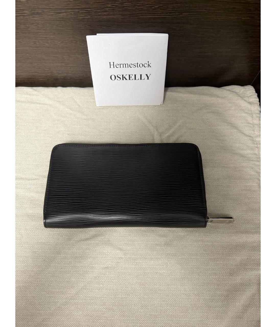 LOUIS VUITTON Черный кожаный кошелек, фото 4