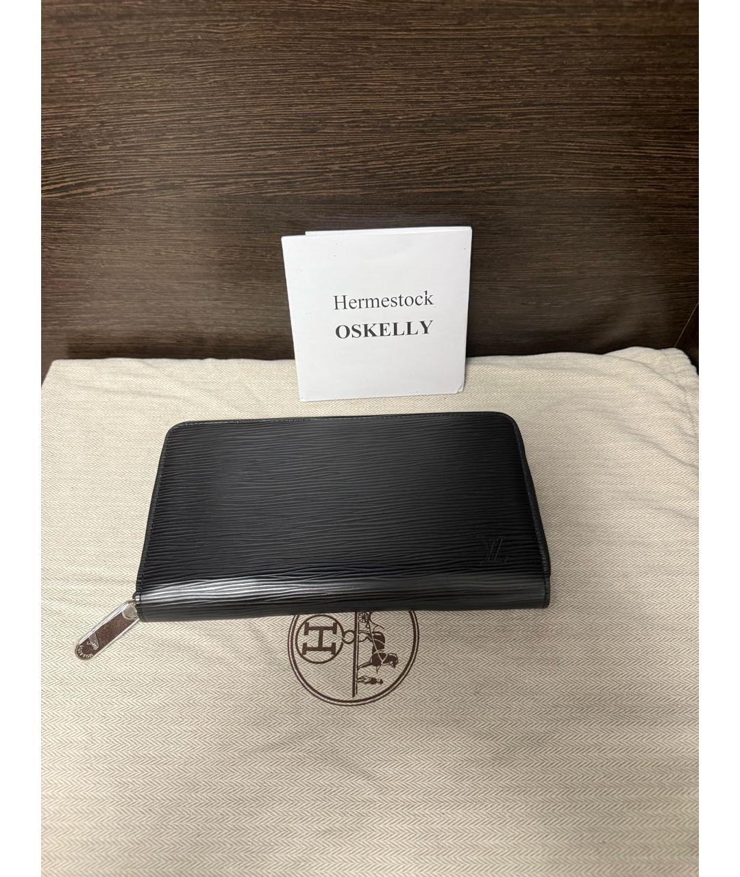 LOUIS VUITTON Черный кожаный кошелек, фото 2