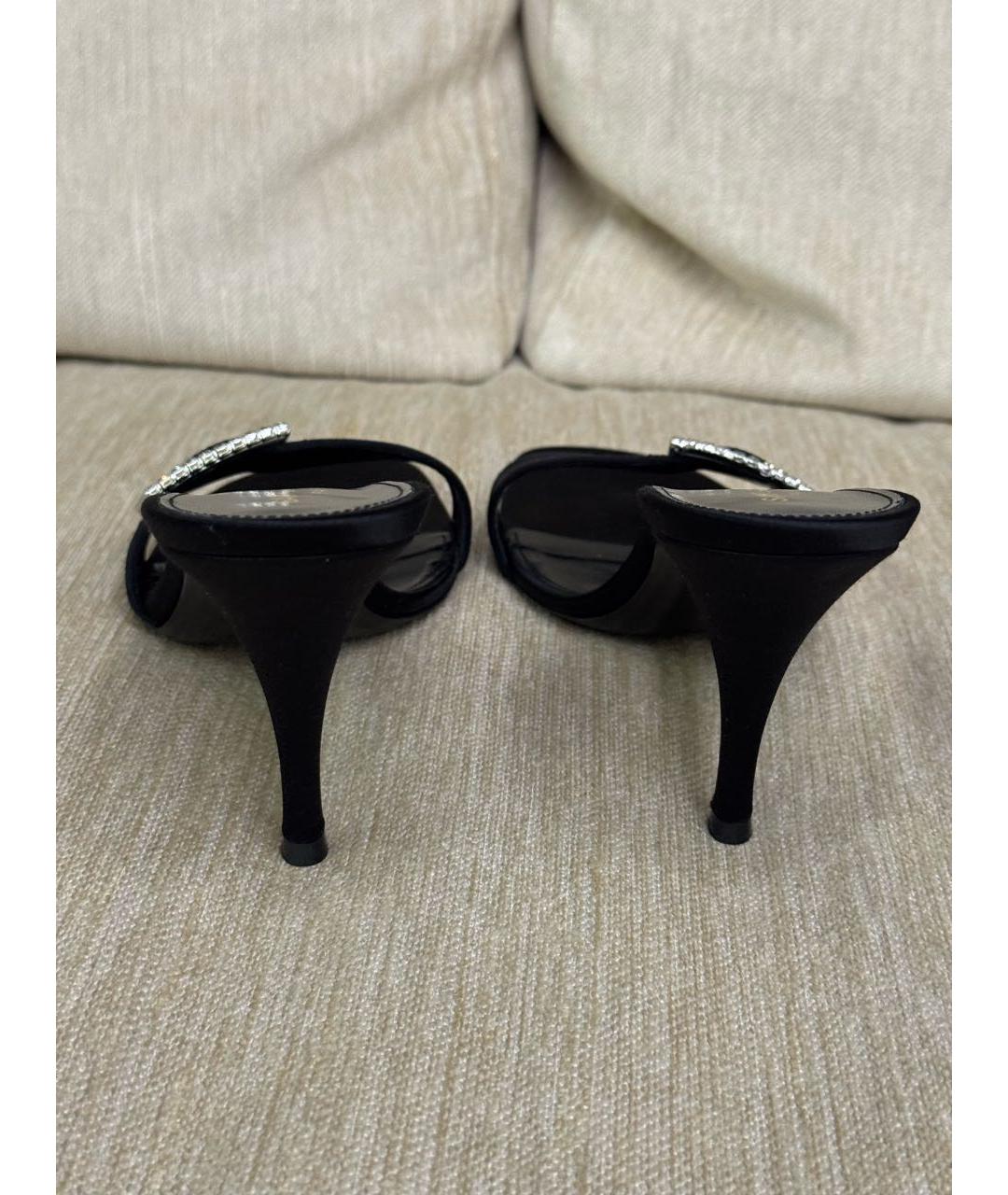 SAINT LAURENT Черные текстильные мюли, фото 3