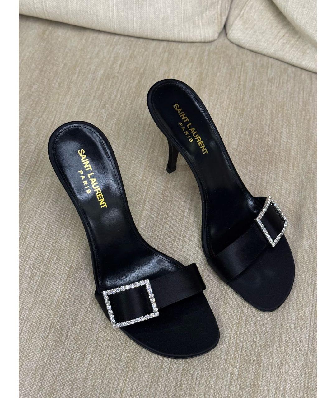 SAINT LAURENT Черные текстильные мюли, фото 4