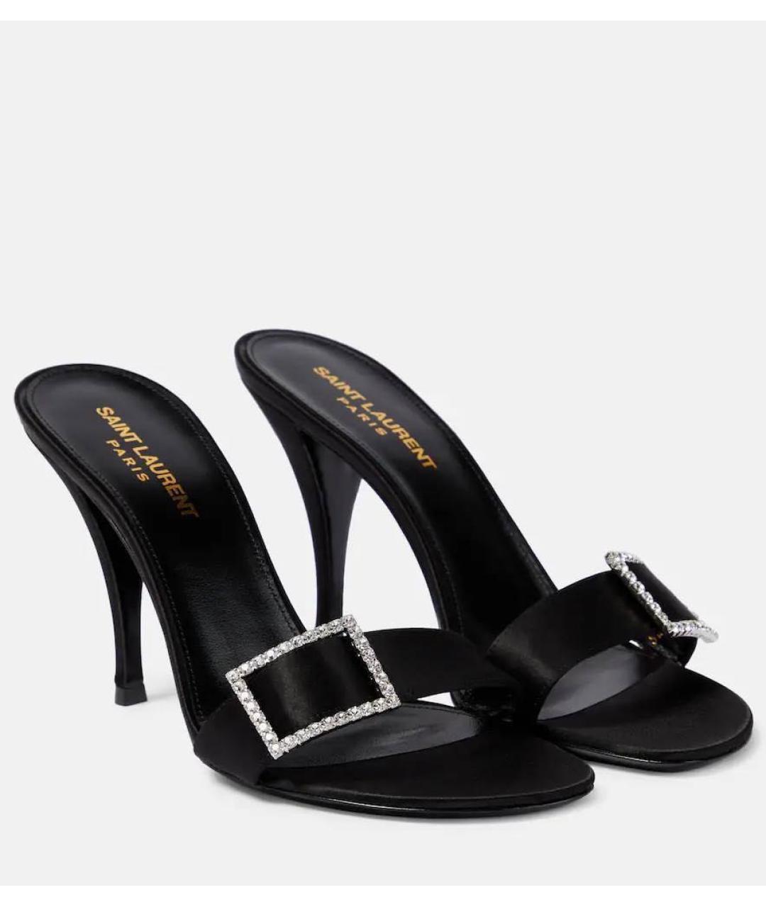 SAINT LAURENT Черные текстильные мюли, фото 6