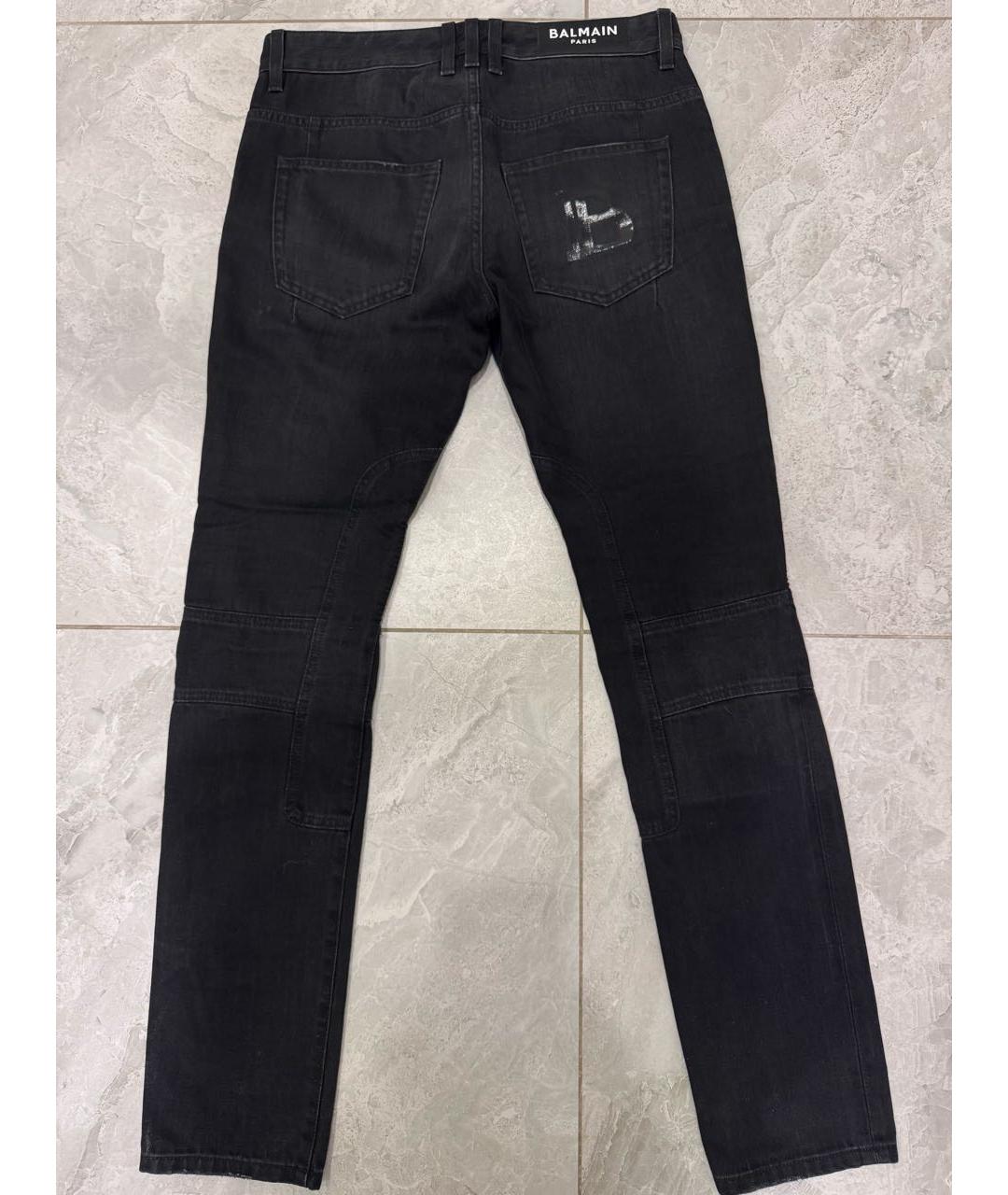 BALMAIN Черные хлопковые прямые джинсы, фото 2