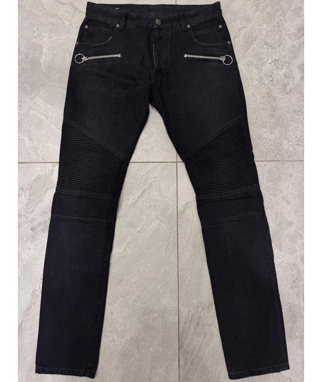 BALMAIN Черные хлопковые прямые джинсы, фото 9