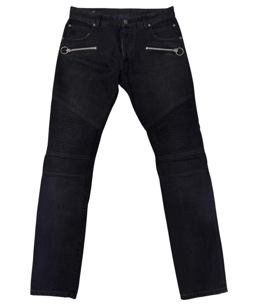 BALMAIN Черные хлопковые прямые джинсы, фото 1
