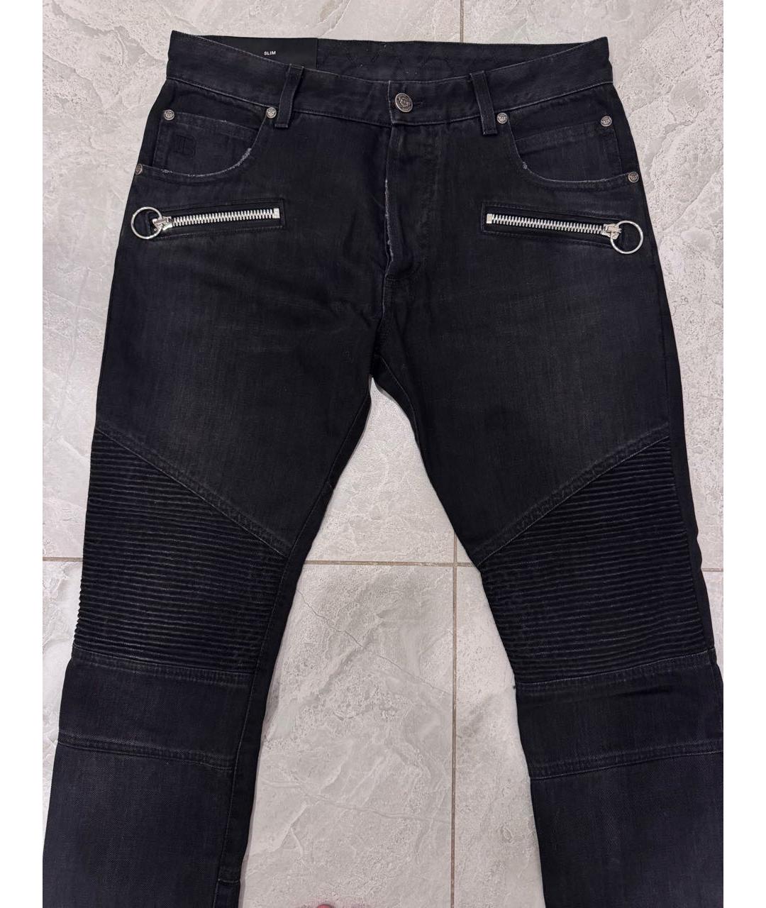 BALMAIN Черные хлопковые прямые джинсы, фото 5