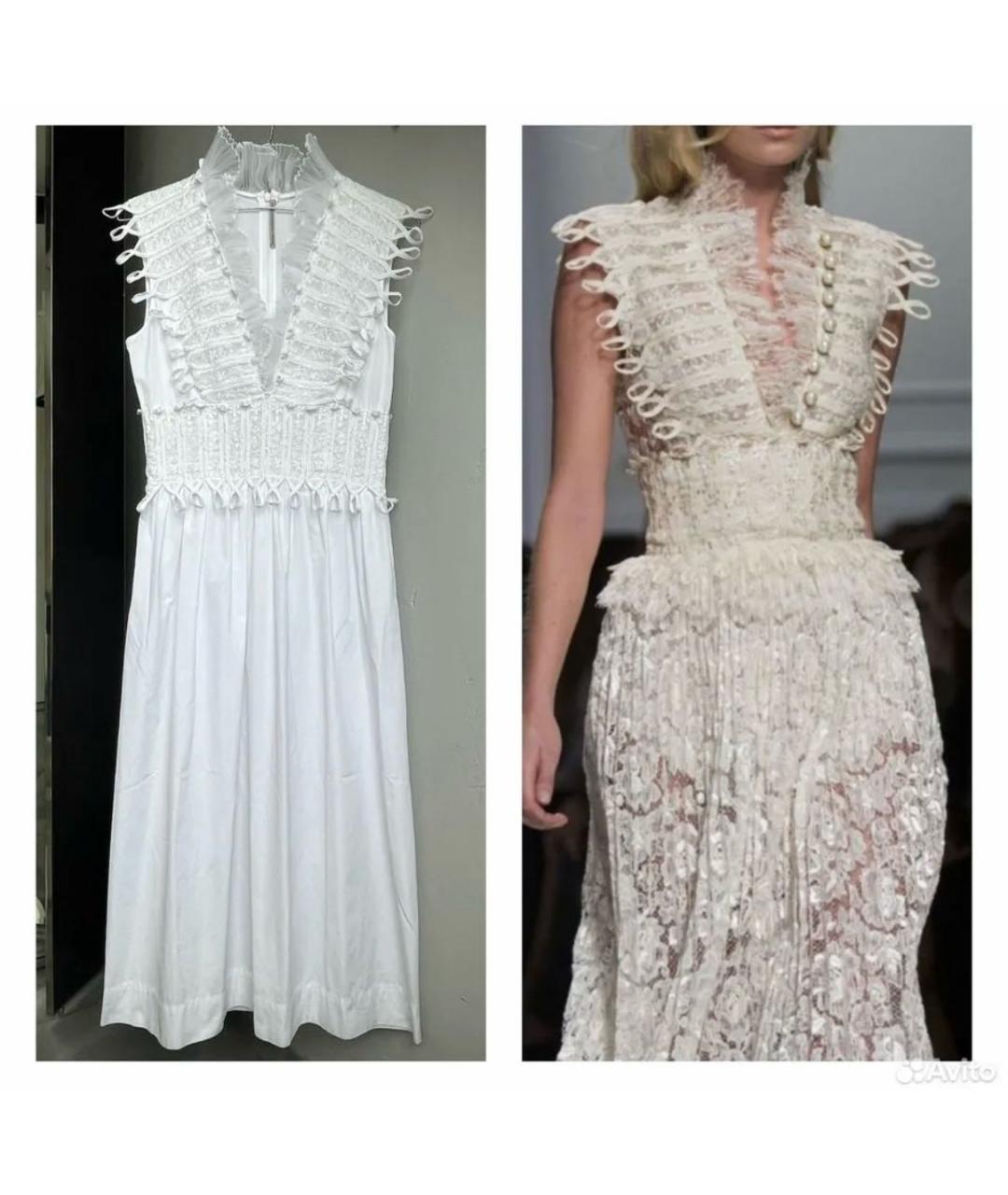 ERMANNO SCERVINO Белое хлопковое коктейльное платье, фото 7