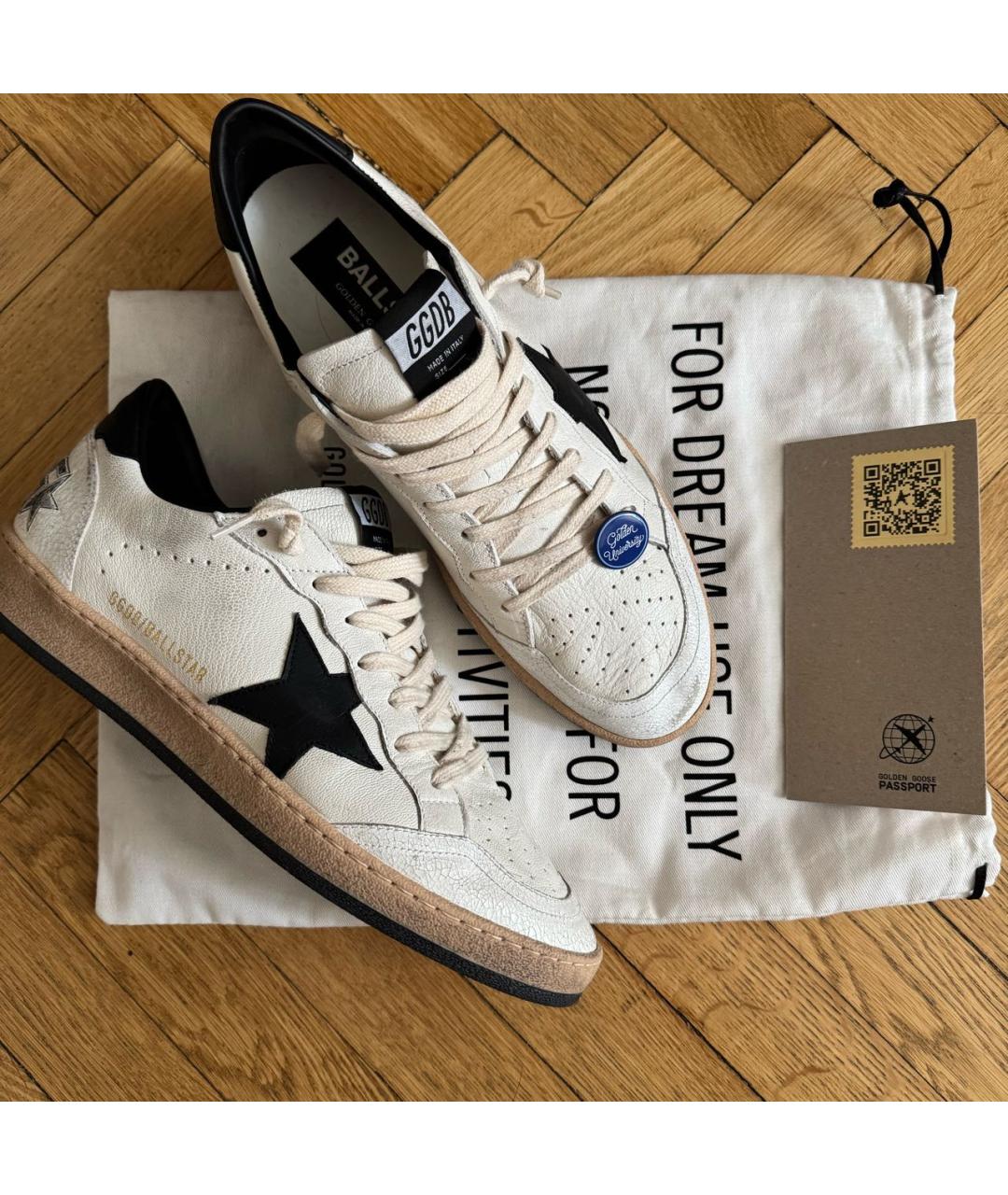 GOLDEN GOOSE DELUXE BRAND Белые кожаные низкие кроссовки / кеды, фото 5