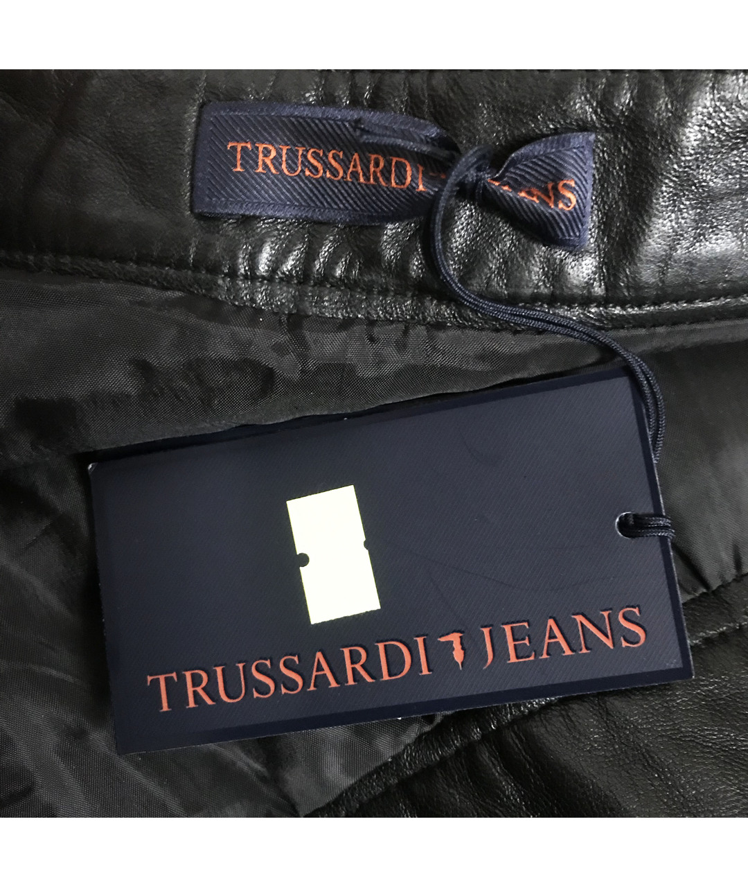 TRUSSARDI JEANS Черная кожаная юбка миди, фото 5