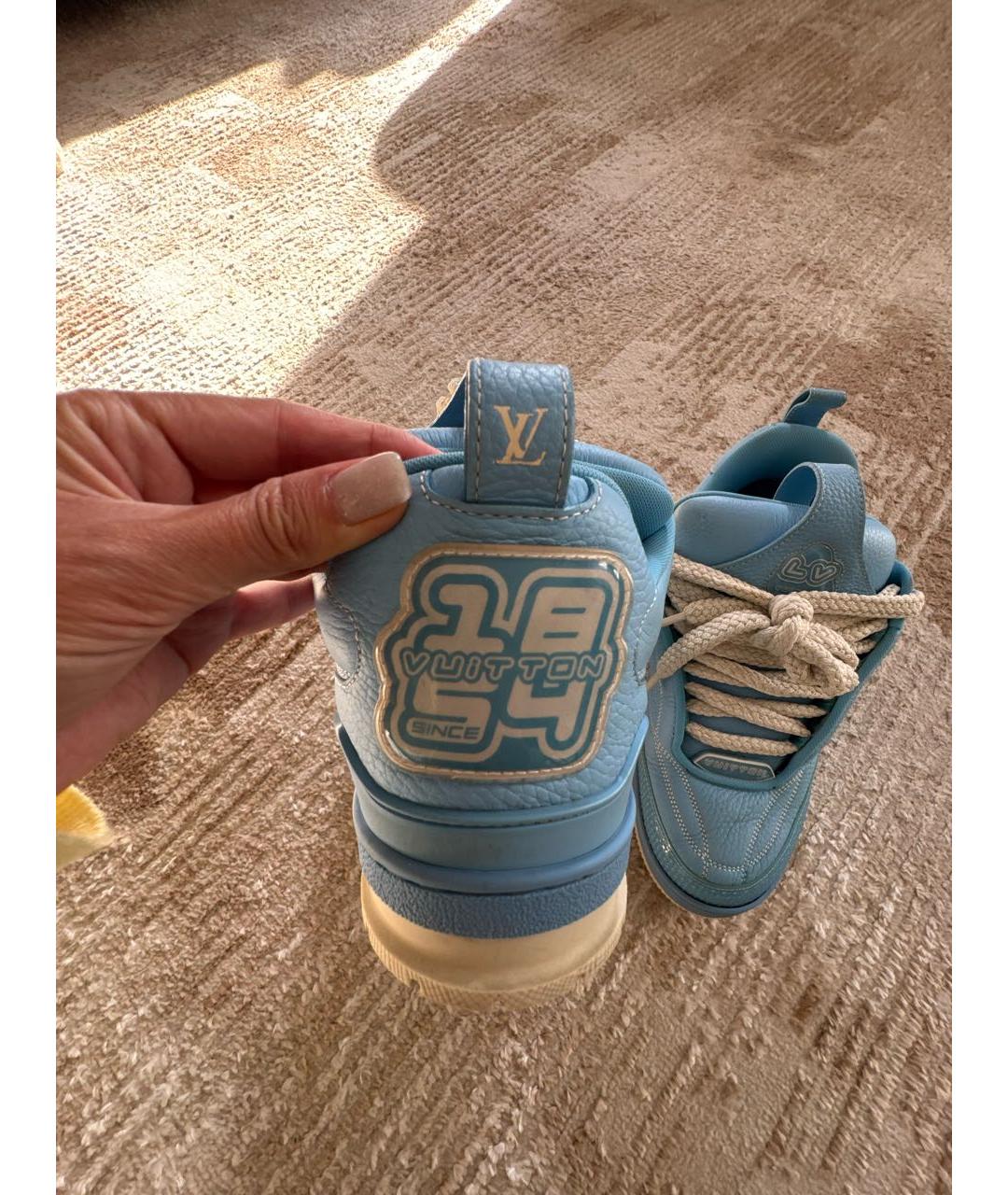 LOUIS VUITTON Голубые кожаные высокие кроссовки / кеды, фото 5