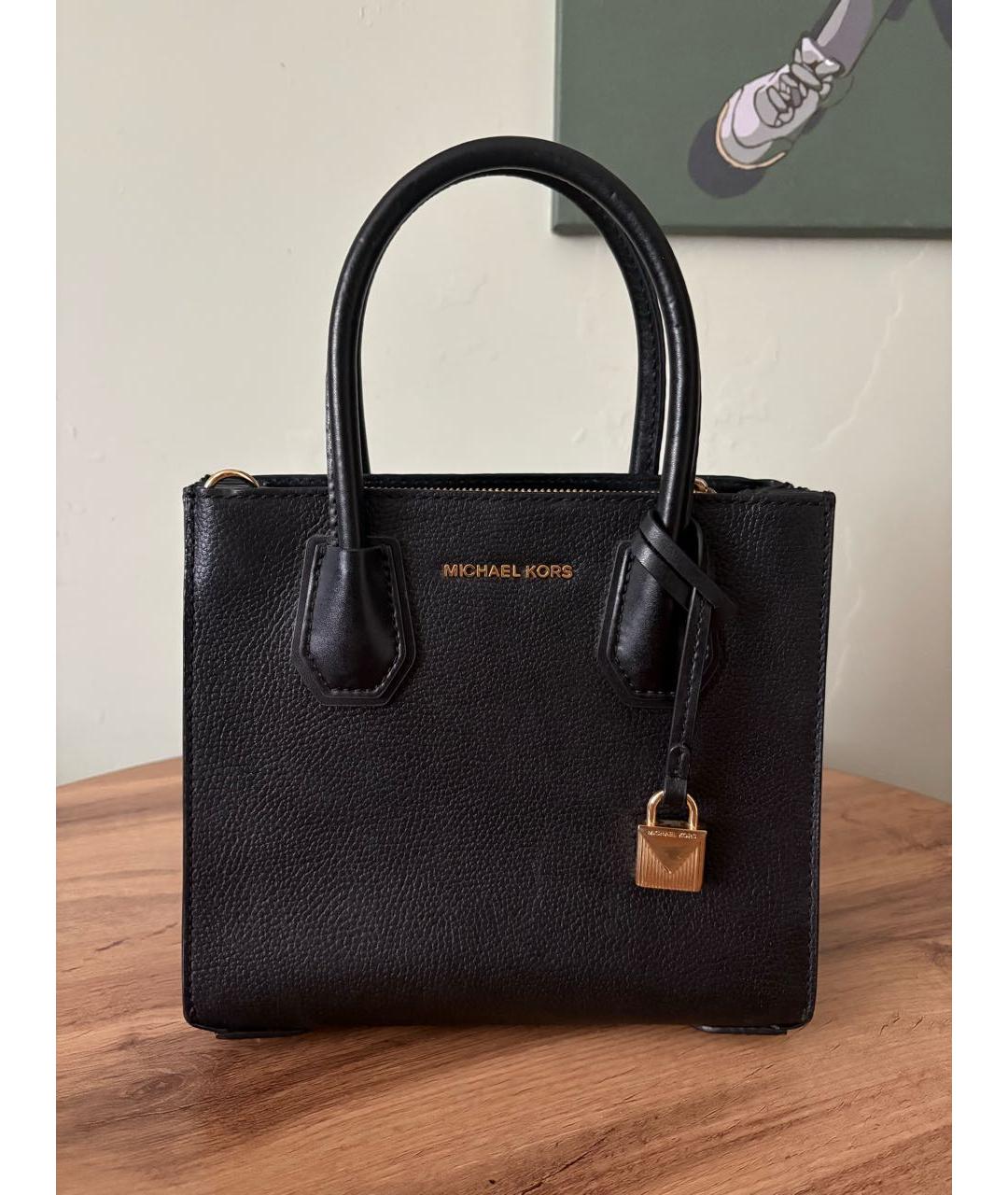 MICHAEL MICHAEL KORS Черная кожаная сумка с короткими ручками, фото 3