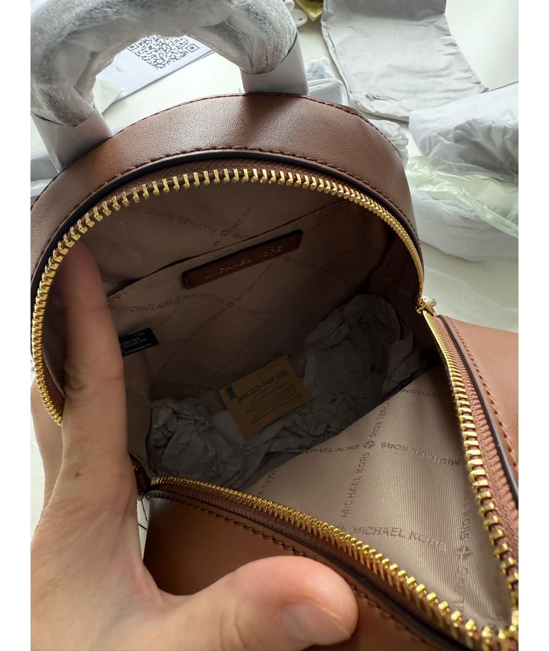 MICHAEL KORS Коричневый кожаный рюкзак, фото 4