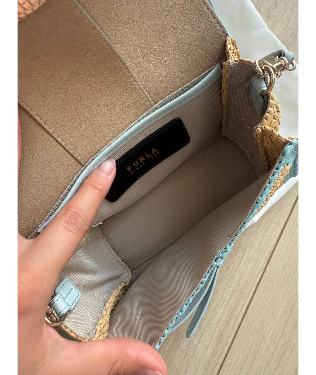 FURLA Бежевая плетеная сумка через плечо, фото 6